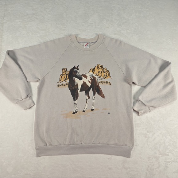Jerzees Tops - 80's Vintage Jerzees Equestrian Horse Desert Scene Sweatshirt Sz Large USA Made